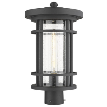 Z-Lite Jordan 1-Light Large Outdoor Post Mount Fixture - 120V - Black / Clear Seedy