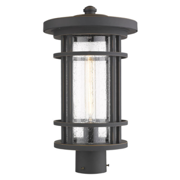 Z-Lite Jordan 1-Light Large Outdoor Post Mount Fixture - 120V - Oil Rubbed Bronze / Clear Seedy