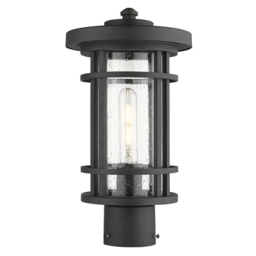 Z-Lite Jordan 1-Light Medium Outdoor Post Mount Fixture - 120V - Black / Clear Seedy