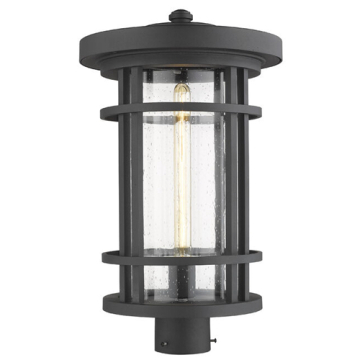 Z-Lite Jordan 1-Light Extra Large Outdoor Post Mount Fixture - 120V - Black / Clear Seedy