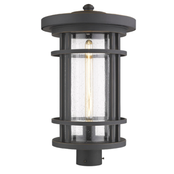 Z-Lite Jordan 1-Light Extra Large Outdoor Post Mount Fixture - 120V - Oil Rubbed Bronze / Clear Seedy