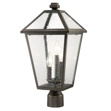 Z-Lite Talbot 3-Light Large Outdoor Round Post Mount Fixture - 120V - Oil Rubbed Bronze / Seedy