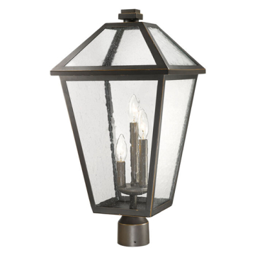 Z-Lite Talbot 3-Light Extra Large Outdoor Round Post Mount Fixture - 120V - Oil Rubbed Bronze / Seedy