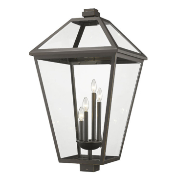 Z-Lite Talbot 4-Light Outdoor Square Post Mount Fixture - 120V - Oil Rubbed Bronze / Seedy
