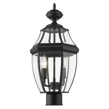 Z-Lite Westover 2-Light Outdoor Post Mount Fixture - 120V - Black / Clear Beveled