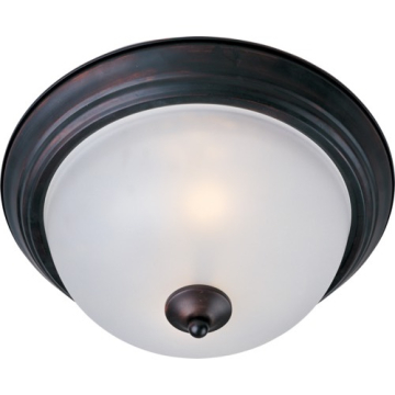 Maxim Lighting Essentials 14" 2-Light Flush Mount - Frosted Glass Shade - 120V - Oil Rubbed Bronze