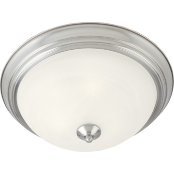 Maxim Lighting Essentials 12" 2-Light Flush Mount - Marble Glass Shade - 120V - Satin Nickel