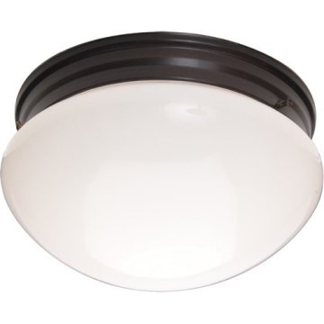 Maxim Lighting Essentials 9" 2-Light Flush Mount - White Glass Shade - 120V - Oil Rubbed Bronze