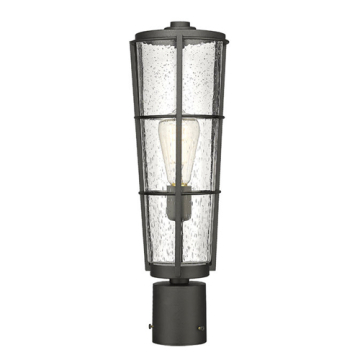 Z-Lite Helix 1-Light Large Outdoor Post Mount Fixture - 120V - Black / Clear Seedy