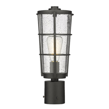 Z-Lite Helix 1-Light Medium Outdoor Post Mount Fixture - 120V - Black / Clear Seedy