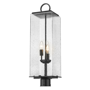 Z-Lite Sana 3-Light Outdoor Round Post Mount Fixture - 120V - Black / Seedy