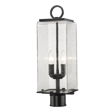 Z-Lite Sana 2-Light Outdoor Round Post Mount Fixture - 120V - Black / Seedy