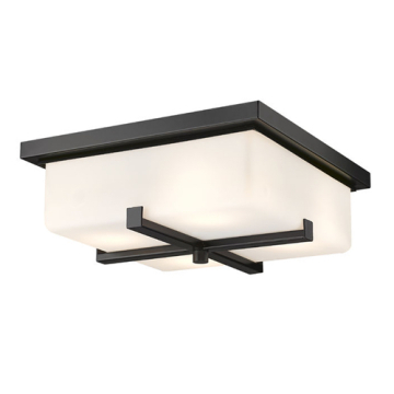 Z-Lite Sana 4-Light Outdoor Flush Mount - 120V - Black / White Opal