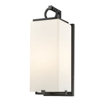 Z-Lite Sana 1-Light Outdoor Wall Sconce - 120V - Black / White Opal