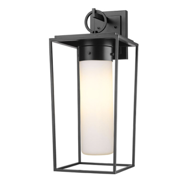 Z-Lite Sheridan 24" 1-Light Outdoor Wall Sconce - 120V - Black / White Opal