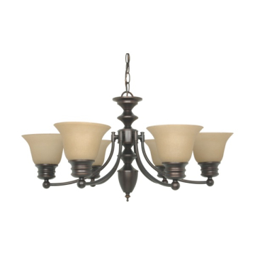SATCO|NUVO Empire 6-Light Chandelier - Mahogany Bronze - Champagne Glass Shade