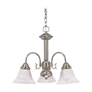 SATCO|NUVO Ballerina 3-Light Chandelier - Brushed Nickel - Alabaster Glass Shade