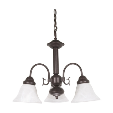SATCO|NUVO Ballerina 3-Light Chandelier - Old Bronze - Alabaster Glass Shade