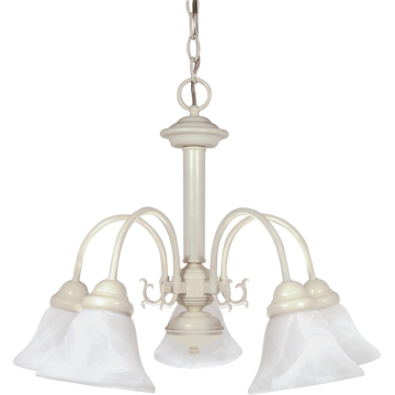 SATCO|NUVO Ballerina 5-Light Chandelier - Textured White - Alabaster Glass Shade