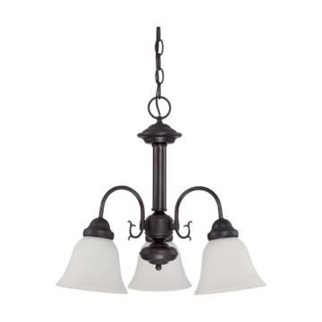 SATCO|NUVO Ballerina 3-Light Chandelier - Mahogany Bronze - Frost Glass Shade