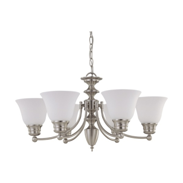 SATCO|NUVO Empire 6-Light Chandelier - Brushed Nickel - Frost Glass Shade