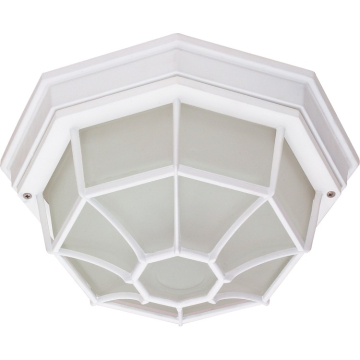SATCO|NUVO 1-Light Outdoor Flush Mount - White / Frosted White Glass