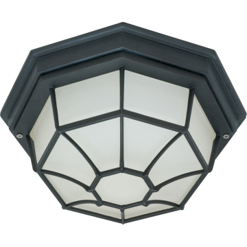 SATCO|NUVO 1-Light Outdoor Flush Mount - Textured Black / Frosted White Glass