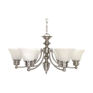 SATCO|NUVO Empire 6-Light Chandelier - Brushed Nickel - Frost Glass Shade