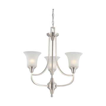 SATCO|NUVO Surrey 3-Light Chandelier - Brushed Nickel - Frost Glass Shade