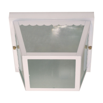 SATCO|NUVO 2-Light Outdoor Flush Mount - White / Frosted Glass