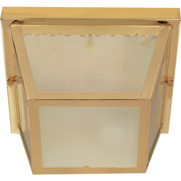 SATCO|NUVO 2-Light Outdoor Flush Mount - Polished Brass / Frosted Glass