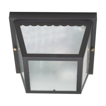 SATCO|NUVO 2-Light Outdoor Flush Mount - Black / Frosted Glass