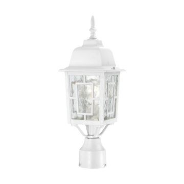 SATCO|NUVO Banyan 1-Light Post Top Lantern - 17" - White / Clear Water Glass