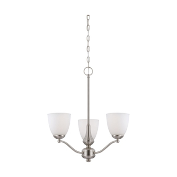 SATCO|NUVO Patton 3-Light Chandelier - Brushed Nickel - Frost Glass Shade