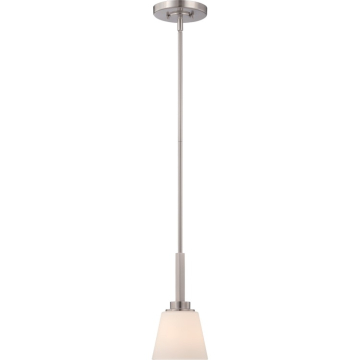 SATCO|NUVO Mobili Mini Pendant - Brushed Nickel - Satin White Glass Shade