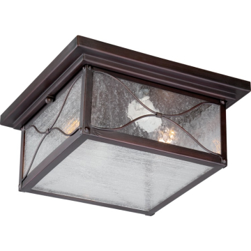 SATCO|NUVO Vega 2-Light Outdoor Flush Mount - Classic Bronze / Clear Seeded Glass