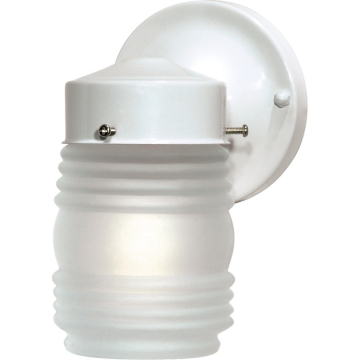 SATCO|NUVO 1-Light Outdoor Wall Lantern - Gloss White / Frosted Ribbed Glass