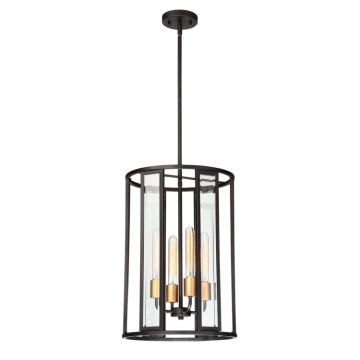 SATCO|NUVO Payne 4-Light Pendant - Midnight Bronze - Clear Beveled Glass Shade - Lamp(s) Included