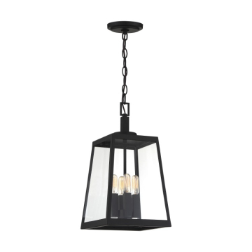 SATCO|NUVO Halifax 4-Light Hanging Lantern - Matte Black / Clear Glass
