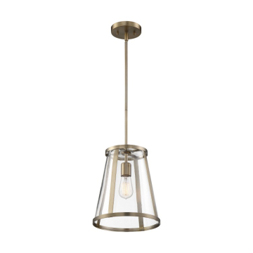 SATCO|NUVO Bruge 1-Light Pendant - Burnished Brass / Clear Glass