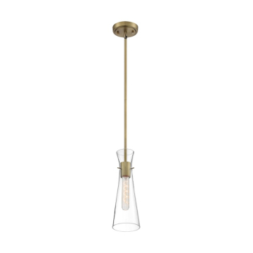 SATCO|NUVO Bahari Mini Pendant - Vintage Brass - Clear Glass Shade