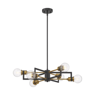 SATCO|NUVO Intention 6-Light Chandelier - Warm Brass / Black