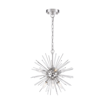 SATCO|NUVO Cirrus 6-Light Chandelier - Polished Nickel - Clear Glass Shade