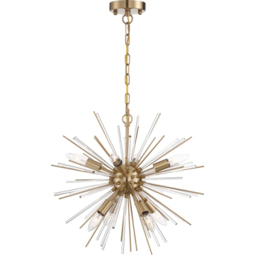 SATCO|NUVO Cirrus 8-Light Chandelier - Vintage Brass - Clear Glass Shade