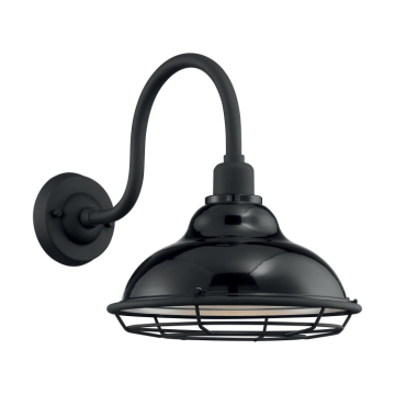 SATCO|NUVO Newbridge 1-Light Large Outdoor Wall Light - Gloss Black / Silver