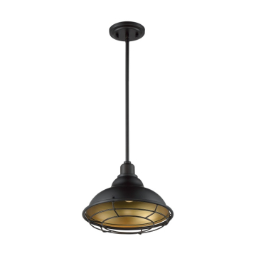 SATCO|NUVO Newbridge 1-Light Pendant - Dark Bronze / Gold - Bronze Steel Shade