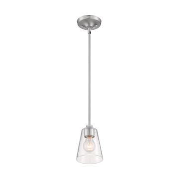 SATCO|NUVO Bransel Mini Pendant - Brushed Nickel - Clear Seeded Glass Shade