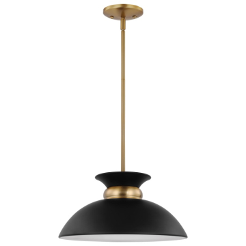 SATCO|NUVO Perkins 1-Light Small Pendant - Matte Black / Burnished Brass