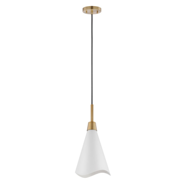 SATCO|NUVO Tango 1-Light Large Pendant - Matte White / Burnished Brass