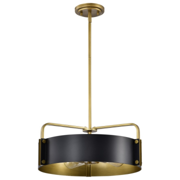 SATCO|NUVO Altos 4-Light Medium Pendant - Matte Black / Natural Brass
